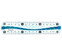 Maped Regla plana irrompible con bordes antimanchas y antideslizante suave, regla plana de 15 cm, color azul