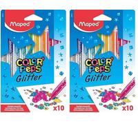 Maped - Rotuladores con purpurina Color'Peps GLITTER - Excelente opacidad - extra muchas partículas de purpurina, 10 unidades (1 unidad) (Paquete de 2)