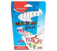 Maped Rotuladores Color'Peps Brush – 10 rotuladores punta pincel, tinta lavable y secado rápido
