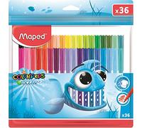 Maped - Rotuladores de Colores para Niños - Color's Peps Ocean's - 36 Rotuladores con Punta Media - Tinta Lavable - Ideal para Dibujar y Colorear - Variedad de Colores