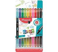 Maped - Rotuladores de Colores para Niños - Graph'Peps Deco - 10 Rotuladores de Punta Fina - Tinta no Traspasa el Papel - Empuñadura Triangular - Ideal como Bolígrafo de Escritura