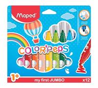 Maped Rotuladores Jumbo para Niños – 12 colores, punta gruesa de seguridad, apto desde 1 año