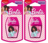 Maped Sacapuntas Infantil - SHAKER 1 Orificio - Barbie - Blister - Afila Sin Esfuerzo - Compacto y Seguro (Paquete de 2)