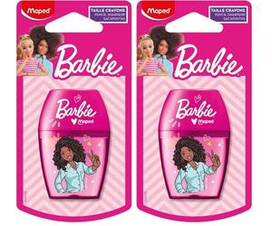 Maped Sacapuntas Infantil - SHAKER 1 Orificio - Barbie - Blister - Afila Sin Esfuerzo - Compacto y Seguro (Paquete de 2)