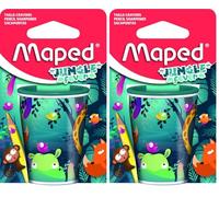 Maped - Sacapuntas JUNGLE FEVER para 2 tamaños de bolígrafo con caja colectora (Paquete de 2)