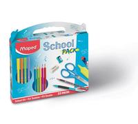 Maped School Pack 33 piezas - Lápices de colores + rotuladores + Lápices de grafito + Puerta Mina y Funda Mina + Resaltador + Goma + Cortalápices + Tijeras Pulso - Para niños a partir de 4 años