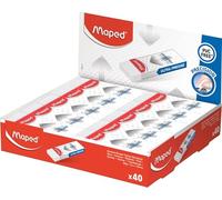 Maped Technic Precision - Borrador de 40 gomas de borrar perfectamente, funda de cartón, embalaje celofán, formato fino y eficiente, 22,8 mm x 6 mm x 61 mm