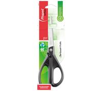 Maped - Tijeras de Oficina - Essentials Green Asimétrica 21 cm - Tijeras Negras - Hojas y Remaches de Acero Inoxidable - Anillas Ergonómicas para Ambidiestros - Punta Afilada
