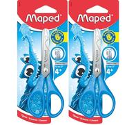Maped - Tijeras Escolares - Essentials Pulse 13 cm para Zurdos - Tijeras Infantiles - Agarre Ergonómico - Puntas Redondas y Hojas Graduadas en cm - 3 Colores Distintos (Paquete de 2)