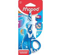 Maped - Tijeras Zenoa Fit de 13 cm, tijeras para niños con anillos asimétricos interiores blandos, laminillas decoradas y amortiguadas, antidolor, tijeras escolares a partir de 4 años, color azul
