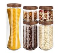 Mapille Juego de 5 Tarros de Cristal con Tapa, Botes Cocina Almacenaje, Botes de Cristal con Tapa Hermética, Tarros Hermeticos de Vaso Frascos de Vidrio para Espagueti Pasta Cereales Alubias Té