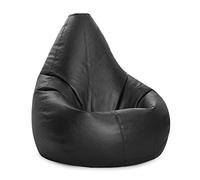 Maquidepol Puff Pera de auténtico tamaño XXL 120 cm de Alto y 70 cm de diámetro. Hecho de Polipiel para Interiores y Exteriores. (Negro)