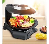 Maquina Barbacoa Sin Humo 1390W Parrilla Giratoria 360 36cm | Antiadherente Grill de Interior Pantalla LCD Temp 80-280C Temporizador 1-80 Min para Cocina