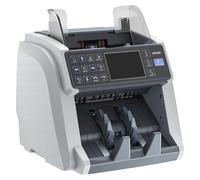 Máquina contadora de billetes, con capacidad para contar billetes de diferentes denominaciones y con detección de falsificaciones mediante CIS/UV/MG/IR/DD/DBL/HLF/CHN. Admite múltiples divisas y cuent