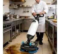 Máquina de limpieza comercial de pisos, mini limpiador de 18 pulgadas, 13000 pies cuadrados/h, depurador de 360 rpm con batería de 120 minutos de duración para pequeños espacios comerciales y limpieza