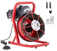 Máquina de limpieza de desagües VEVOR, 22,8 metros x 1/2 pulgada. Desatascador manual con alimentación, máquina eléctrica de limpieza de desagües de 370W con 4 cuchillas y pedal activado por aire, par