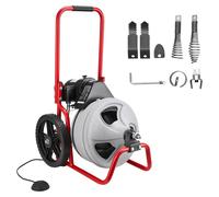 Máquina de limpieza de desagües VEVOR, 30 metros x 19 mm, con alimentación automática de cable para limpieza de desagües, máquina portátil de limpieza de desagües con combinación de ruedas múltiples, 