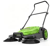 Máquina de limpieza manual VEVOR, barredora de mano con un ancho de trabajo de 650 mm, depósito de 18,9 litros y mango plegable ajustable, máquina de limpieza para patios, aceras, terrazas y garajes –