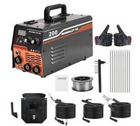 Máquina de Soldadura MIG, 20-200 A Máquina de Soldar con Alambre Tubular sin Gas, Soldador Inverter MIG/MMA/LIFT TIG 3 en 1 Portátil con IGBT Inversor, Pistola de Soldar, Pantalla LED, Alambre de 1mm