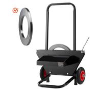 Máquina de tensado y sellado VEVOR, adecuada para bobinas de embalaje de PET/PP/acero con un diámetro central de 20,3/40,6 cm. Dispensador de embalaje robusto, equipado con un sistema de frenado mejor