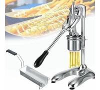 Máquina exprimidora de patatas para patatas fritas, prensa manual de patatas con 16 agujeros, diseño vertical, cesta a juego, fabricante de tiras de 30 cm de largo