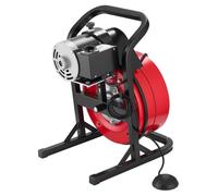 Máquina para limpieza de desagües, 15 metros x 13 mm, con sistema manual de alimentación, serpiente para desatascos con 4 cuchillas y pedal de activación neumática, para tuberías de 50 mm a 150 mm