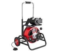 Máquina para limpieza de desagües de 30 metros x 12,7 mm, con sistema de alimentación automática para serpiente de limpieza de alcantarillado, máquina portátil para limpieza de desagües con ruedas de 
