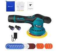 Máquina pulidora de batería para coche, pulidora excéntrica,Juego de máquinas de pulido de automóviles,8 velocidades variables, 2800-5500 RPM Flex Pulidora para pulir