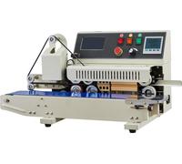 Máquina selladora continua para bolsas, con un ancho de sellado de 6-12 mm, máquina selladora horizontal con impresión de tinta, temperatura y velocidad ajustables, máquina selladora térmica comercial