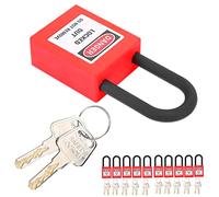 Maqulae Candado de Bloqueo de Nailon de 38 Mm, 10 Juegos de Bloqueo de Seguridad Industrial para Etiquetado (Rouge)