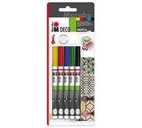 Marabu 012200080 - Set de 5 rotuladores para decoración de 1-2 mm [Importado de Alemania] , Modelos/colores Surtidos, 1 Unidad