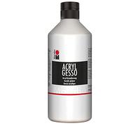 Marabu 12040075808 - Acrílico Gesso blanco 500 ml, acrílico fino, de alta cobertura, base de agua, de absorción débil, para una aplicación de color suave y buena adherencia de pinturas y medios