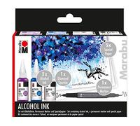 Marabu 12160000000100 - Juego de tinta de alcohol (3 x 20 ml, 1 rotulador permanente, papel especial e instrucciones)