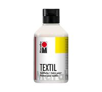 Marabu 17160013070 - Pintura textil blanca 250 ml, pintura textil a base de agua, para tejidos ligeros, lavable hasta 60°C, tacto suave, fácil de fijar con la plancha o el horno