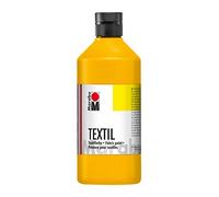 Marabu 17160075021 - Pintura textil amarilla media 500 ml, pintura al agua para tejidos de colores claros, lavable hasta 60°C, tacto suave, fácil de fijar con la plancha o al horno