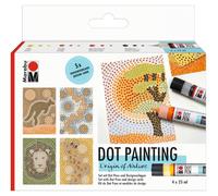 Marabu 1801000000080 - Juego de Rotuladores Origen de La Naturaleza 4 X 25 Ml, Pintura de Puntos A Base de Agua, Se Seca En Mate y En Relieve, para Crear Cuadros con La Técnica de Pintura de Puntos