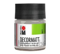 Marabu Decormatt 14010005782 - Pintura acrílica metalizada plateada 782, 50 ml, mate aterciopelada a base de agua, cremosa y de colores intensos, resistente a la saliva, resistente a la intemperie, para pintar y estarcir libremente