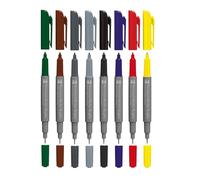 Marabu Graphix Permanent Marker Basic Colours Set, Punta Doble de 1-2 mm y 0,5 mm, Colores Brillantes, Secado rápido, Tinta a Base de Alcohol, con Poco Olor y Resistente al Agua, Multicolor, 8 pieces