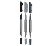 Marabu Graphix Permanent Marker Set en 3 colores, con punta doble de 1-2 mm y 0,5 mm, colores monocromos, de secado rápido, tinta a base de alcohol, de bajo olor y resistente al agua