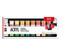 Marabu Pinturas acrílicas multicolor 34x59 ml no tóxicas resistentes al agua fabricadas en Alemania