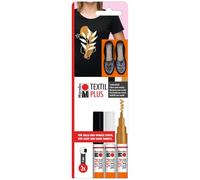 Marabu Textil Painter Plus, juego de 3 rotuladores para tejidos de colores claros y oscuros, rotulador para tejidos con punta de 3 mm, resistente al lavado hasta 40°C después de fijarlo, 0118000000081