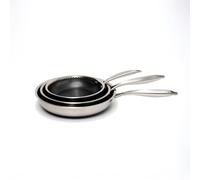 Maralbi Set 3 Sartenes 20+24+28 cm Acero Inoxidable 18/10 Triply - Interior Panal Antiadherente Sin PFOA - Inducción, Gas, Vitrocerámica y Horno - Mango Remachado
