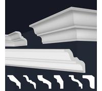 MARBET DESIGN Molduras de XPS Poliestireno blanco - Cornisas de techo Molduras decorativas de esquina E-Molduras - (30 metros / 15 tiras E-10)