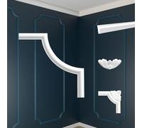 MARBET DESIGN Revestimiento mural - Decoración mural segmentada Poliestireno expandido - Enrejado de Pared Moldura de Pared Segmentos Moldura de Pared Decoración (NE-27-01 220x220 mm, 4 Unidades)