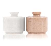 MARBLOUS KRAFTS Salero de mármol con tapa de 7,6 cm, color blanco y soporte Verona para salero: ideal para guardar azúcar, sal y pimienta en la cocina