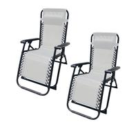 Marbueno Pack de 2 Tumbona Plegable Acero Cojin Jardin y Piscina 90X66X108 Gravedad Cero Gris White You