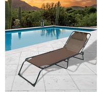 Marbueno Pack de 2 Tumbona Plegable Acero Cojin Jardin y Piscina Marrón