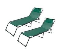 Marbueno Pack de 2 Tumbonas Plegables de Acero con Cojín Verde