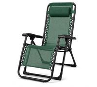 MARBUENO Tumbona Gravedad Cero Plegable Verde con Reposacabezas, Silla Relax Exterior de Acero y Textileno 2x1 Transpirable para Jardín, Terraza, Piscina, Playa y Camping 90x66x108 cm