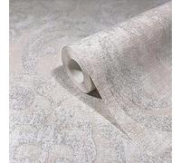 marburg Papel pintado beige gris claro clásico para dormitorio o salón, fabricado en Alemania, 10,05 x 0,53 m